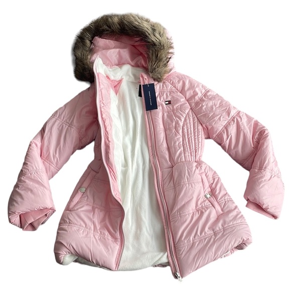 Tommy Hilfiger - Girls Fleece Lined Puffer Jacket / Winter Coat - Picture 3 of 4